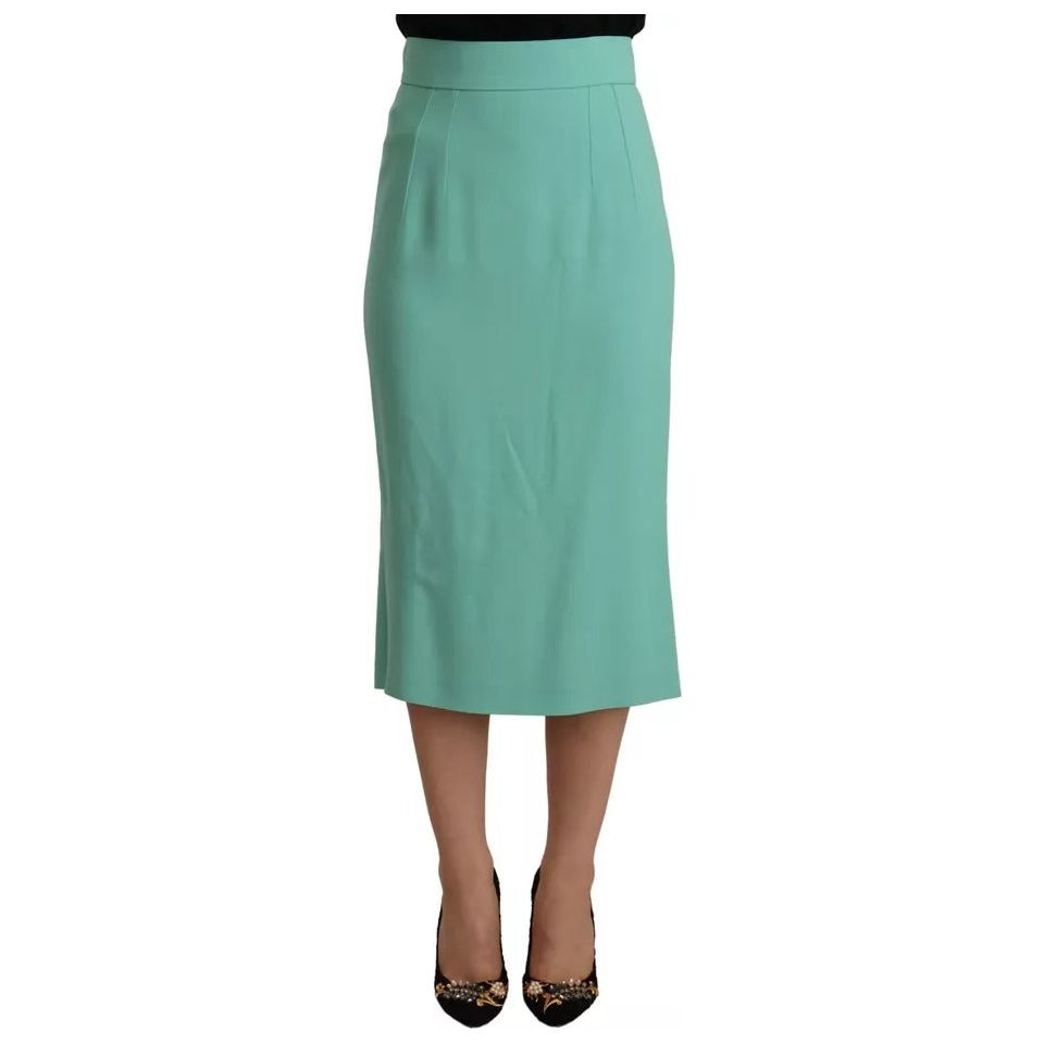 Dolce & Gabbana Mint Green Viscose Pencil Cut Midi Skirt