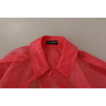 Dolce & Gabbana Pink Silk Organza Belted Coat Jacket