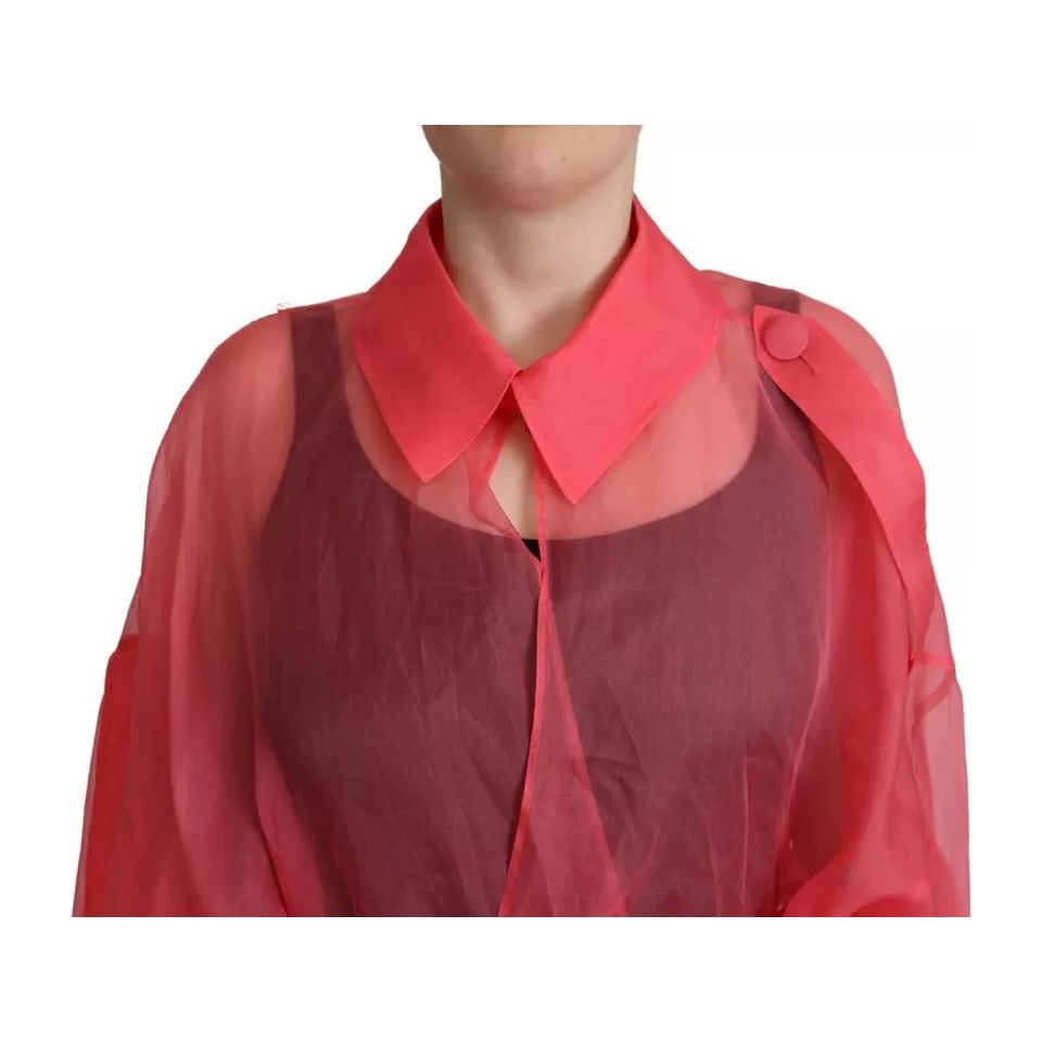 Dolce & Gabbana Pink Silk Organza Belted Coat Jacket
