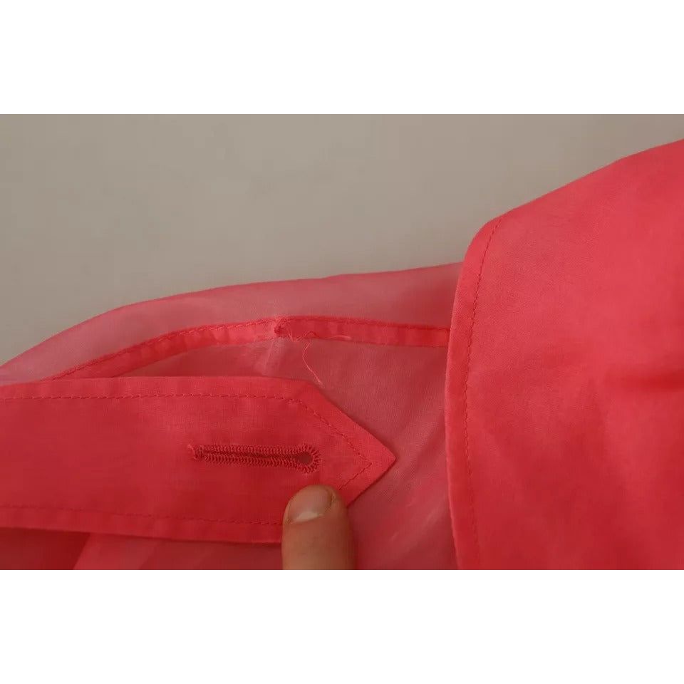 Dolce & Gabbana Pink Silk Organza Belted Coat Jacket