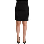 Dolce & Gabbana Black Silk High Waist Mini Pencil Cut Skirt