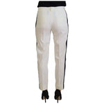 Dolce & Gabbana White High Waist Tapered Wool Pants