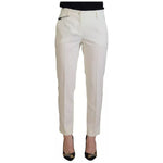 Dolce & Gabbana White High Waist Tapered Wool Pants