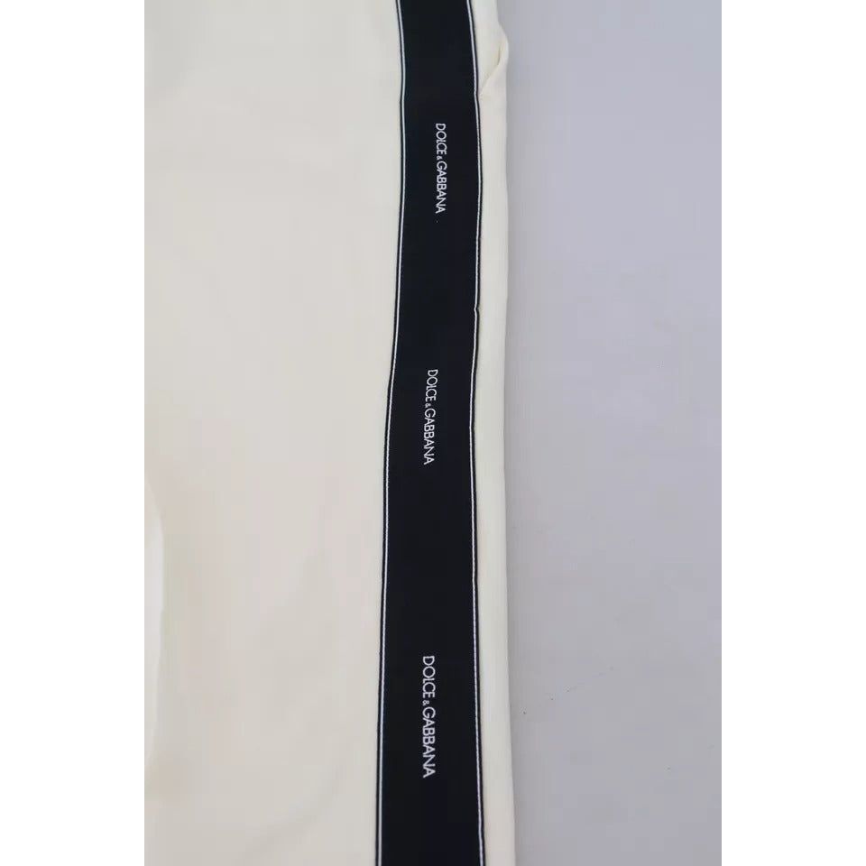 Dolce & Gabbana White High Waist Tapered Wool Pants