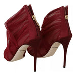 Dolce & Gabbana Red Tulle Ankle Boots Stiletto Heels Shoes