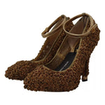 Dolce & Gabbana Gold Roses Embellished Heels Pumps Shoes
