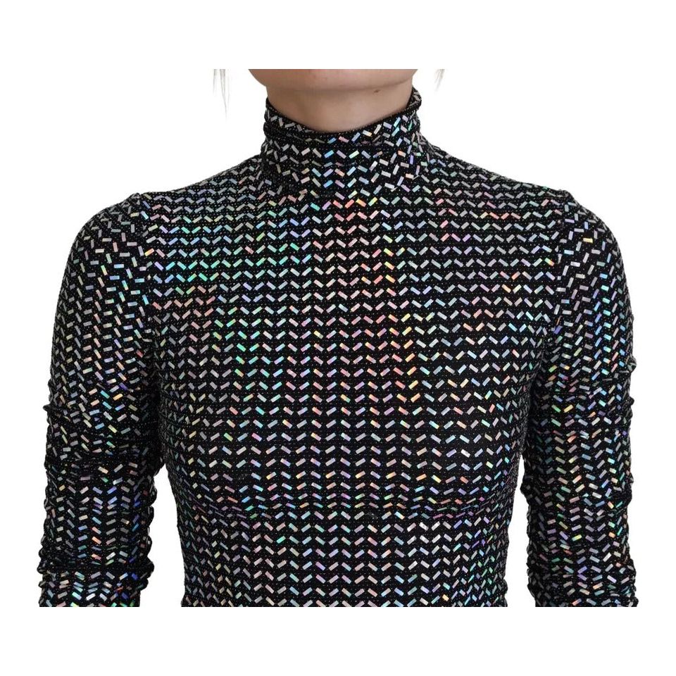 Dolce & Gabbana Black Embellished Nylon Bodycon Mini Dress
