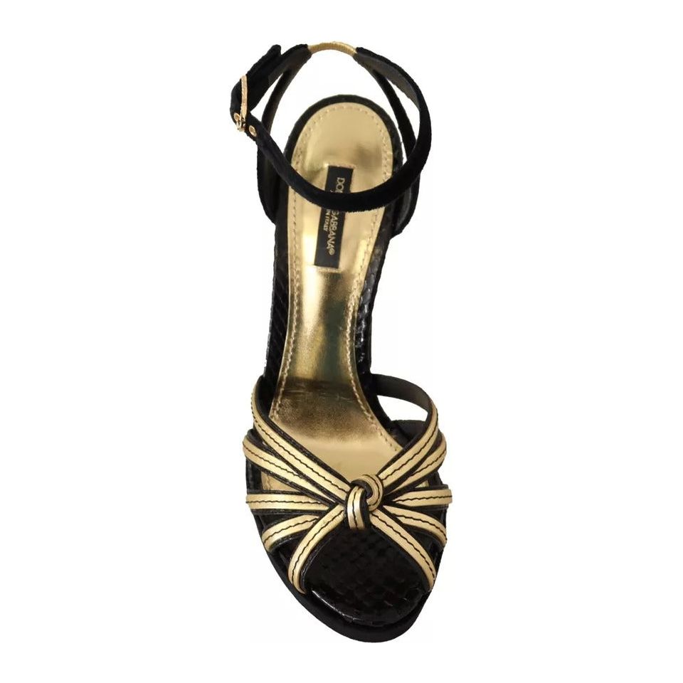 Dolce & Gabbana Black Gold Bianca Faux Pearl Sandals