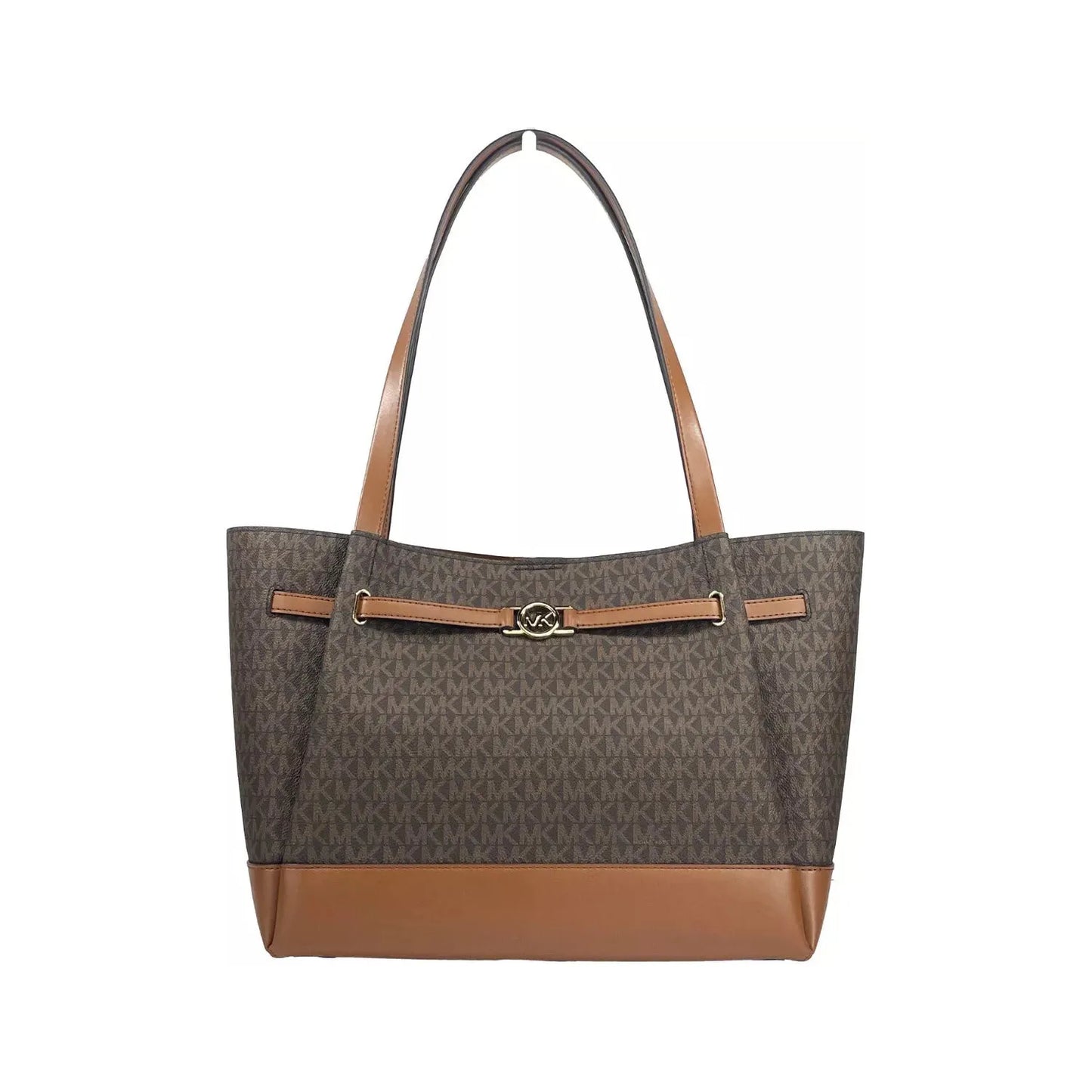 Michael Kors Reed Large Belted Tote Shoulder Bag Purse Brown