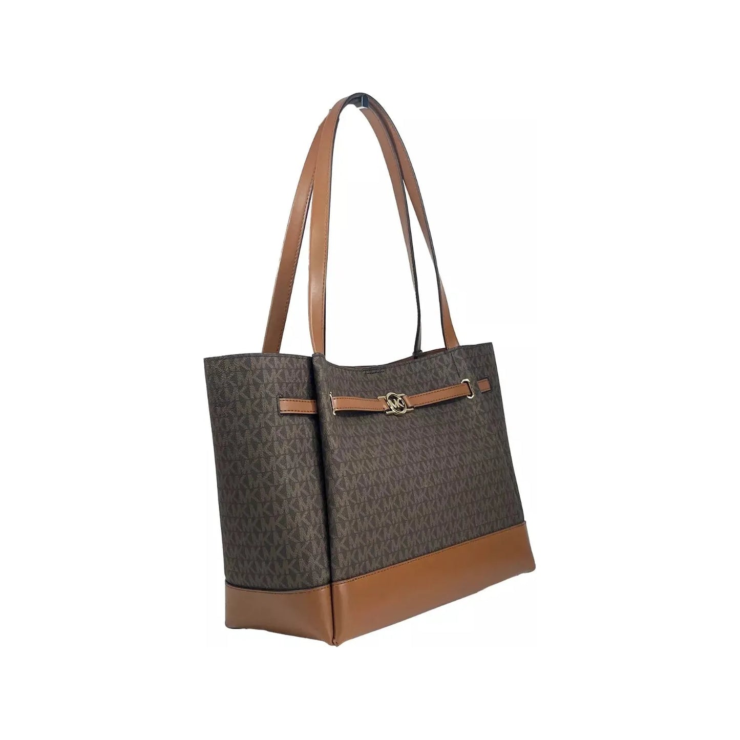 Michael Kors Reed Large Belted Tote Shoulder Bag Purse Brown