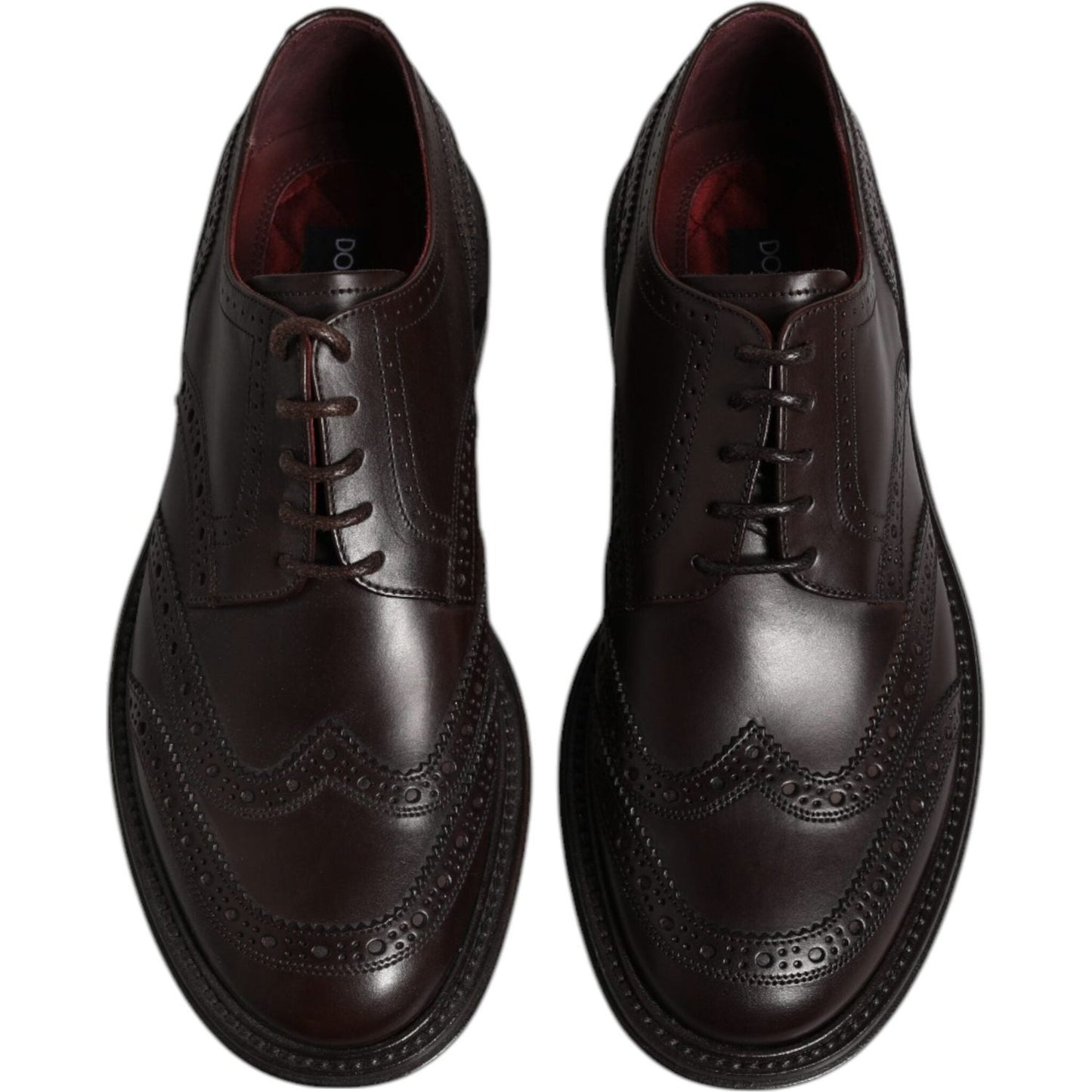 Dolce & Gabbana Brown Leather Derby Wingtip Lace Up Formal Dress Shoes