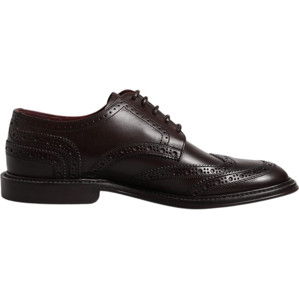 Dolce & Gabbana Brown Leather Derby Wingtip Lace Up Formal Dress Shoes