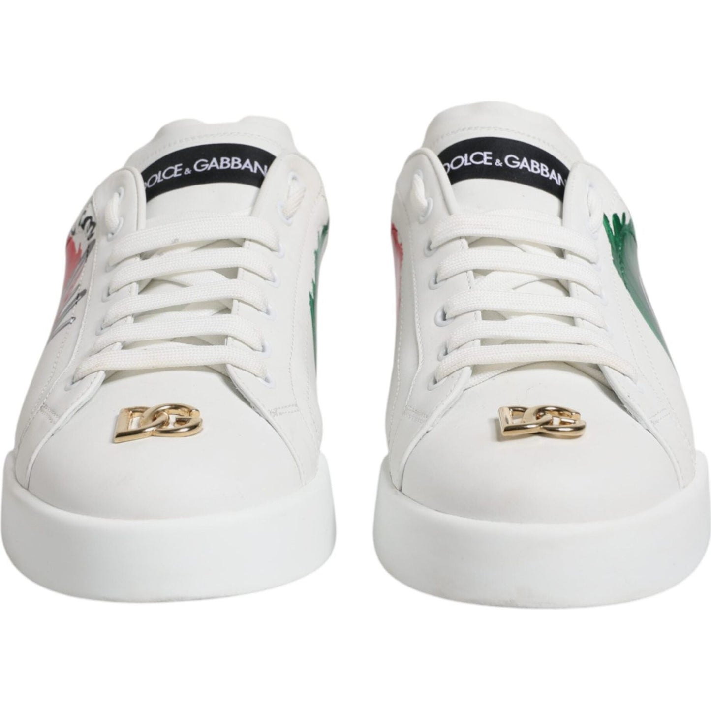Dolce & Gabbana White Portofino Made In Italy Print Sneakers Shoes Dolce & Gabbana Light Gray