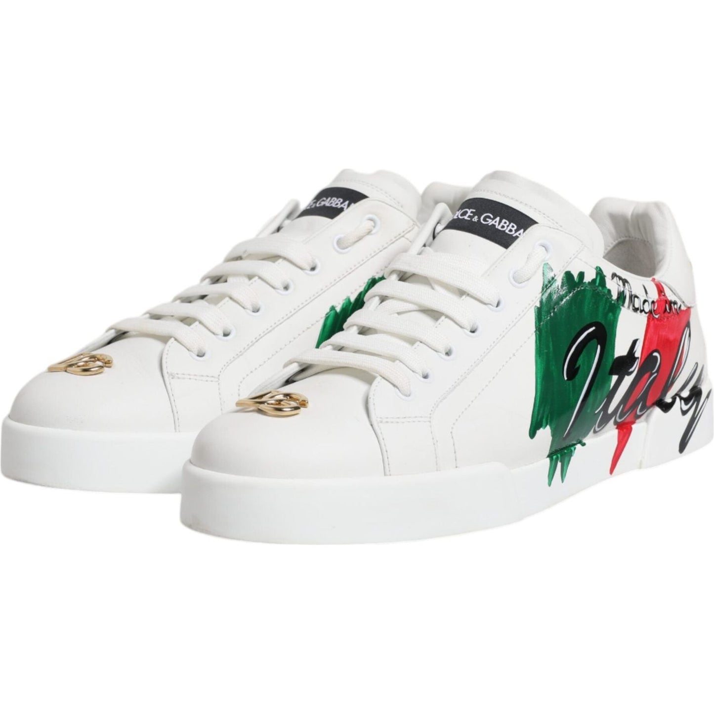 Dolce & Gabbana White Portofino Made In Italy Print Sneakers Shoes Dolce & Gabbana Lavender