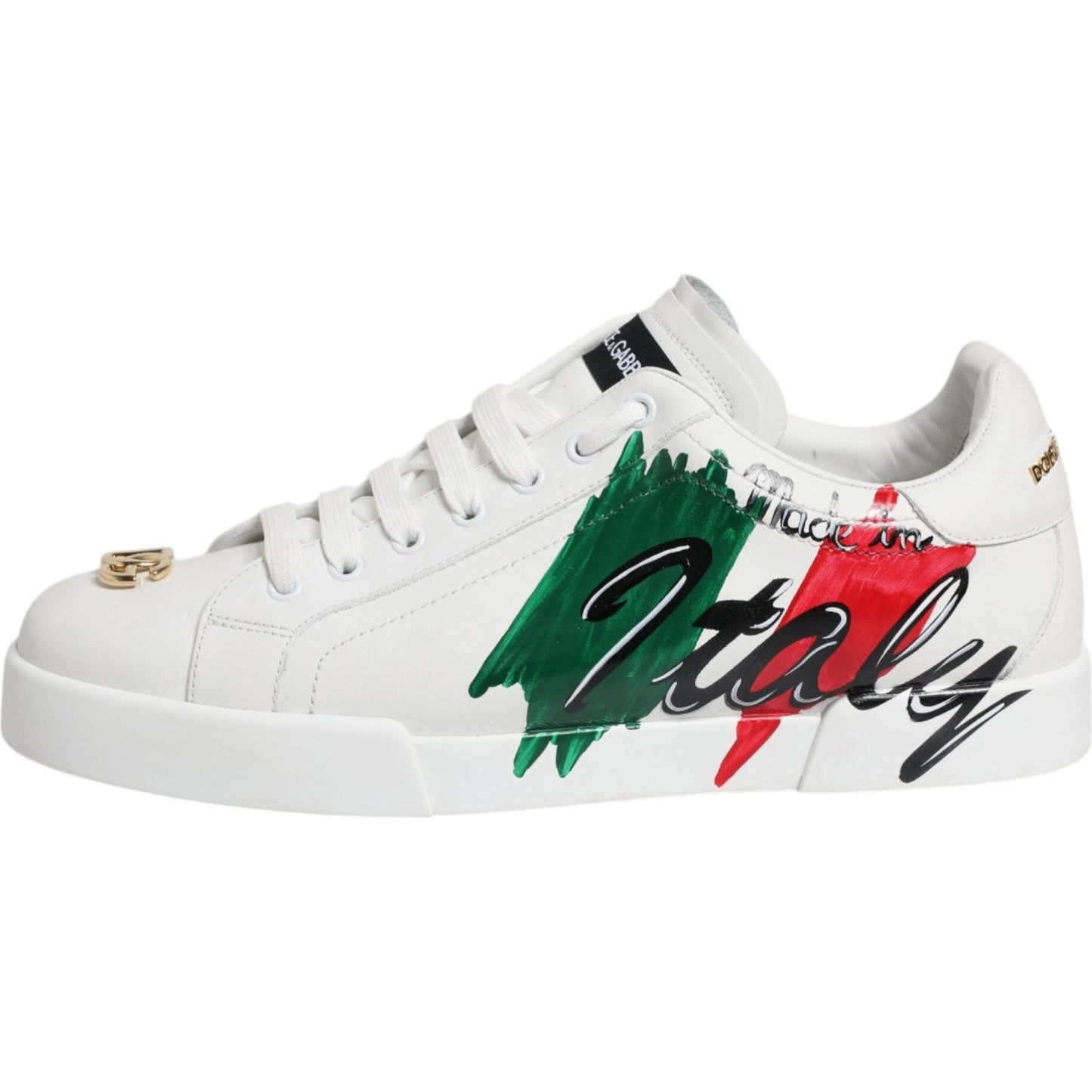 Dolce & Gabbana White Portofino Made In Italy Print Sneakers Shoes Dolce & Gabbana Light Gray