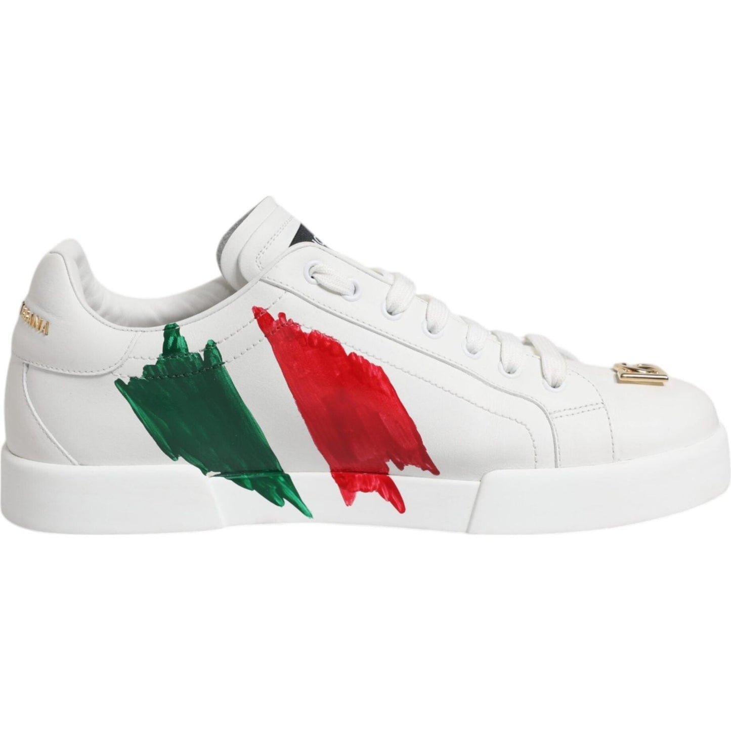 Dolce & Gabbana White Portofino Made In Italy Print Sneakers Shoes Dolce & Gabbana Light Gray