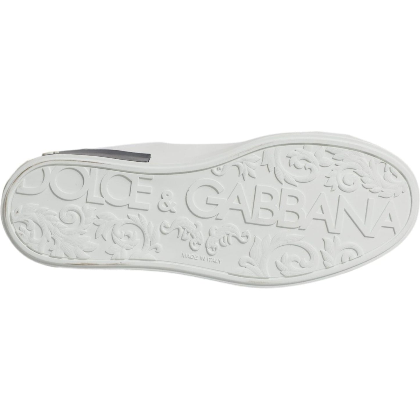 Dolce & Gabbana White Black Leather Portofino Sneakers Shoes Dolce & Gabbana Light Gray