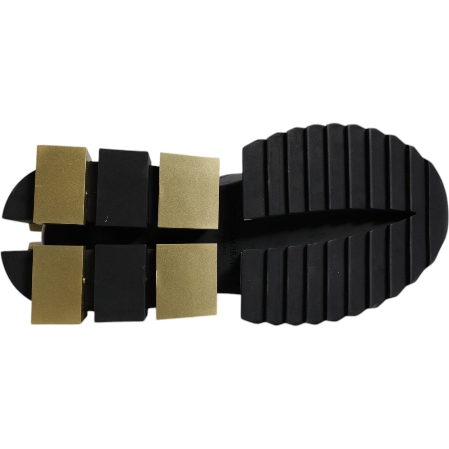 Dolce & Gabbana White Gold Black Leather SUPER KING Sneakers Shoes Dolce & Gabbana Black