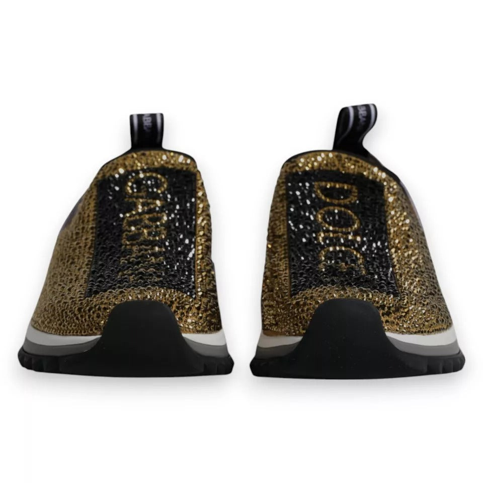 Dolce & Gabbana Gold Rhinestones Sorrento Sneakers Shoes Dolce & Gabbana Lavender