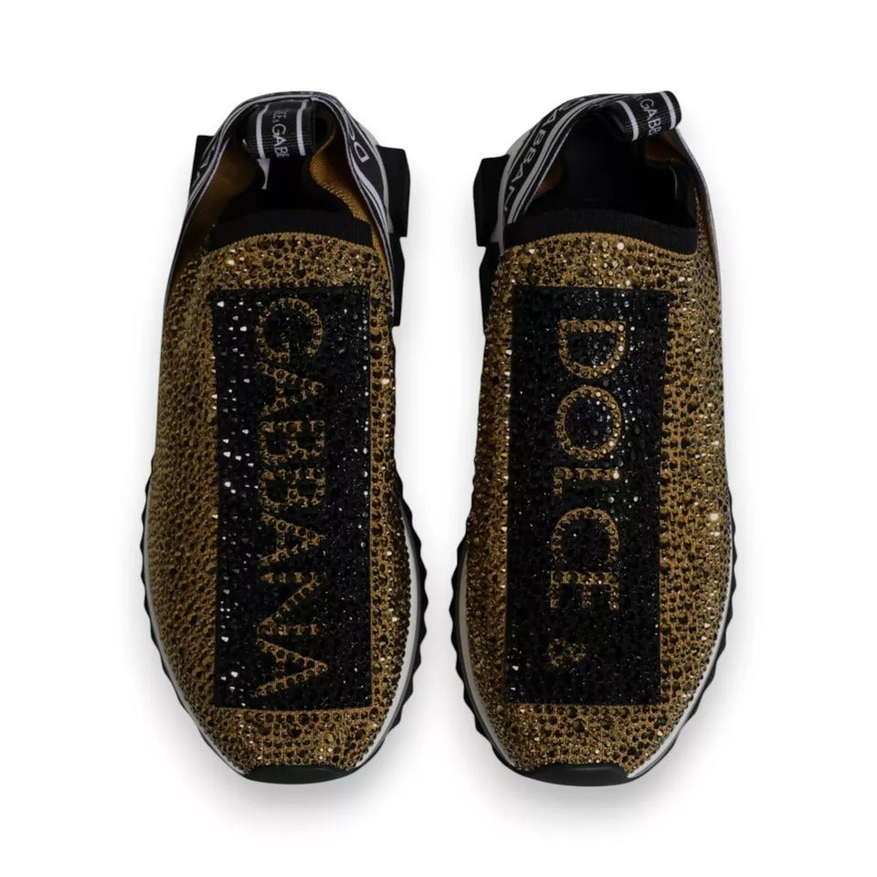 Dolce & Gabbana Gold Rhinestones Sorrento Sneakers Shoes Dolce & Gabbana Lavender
