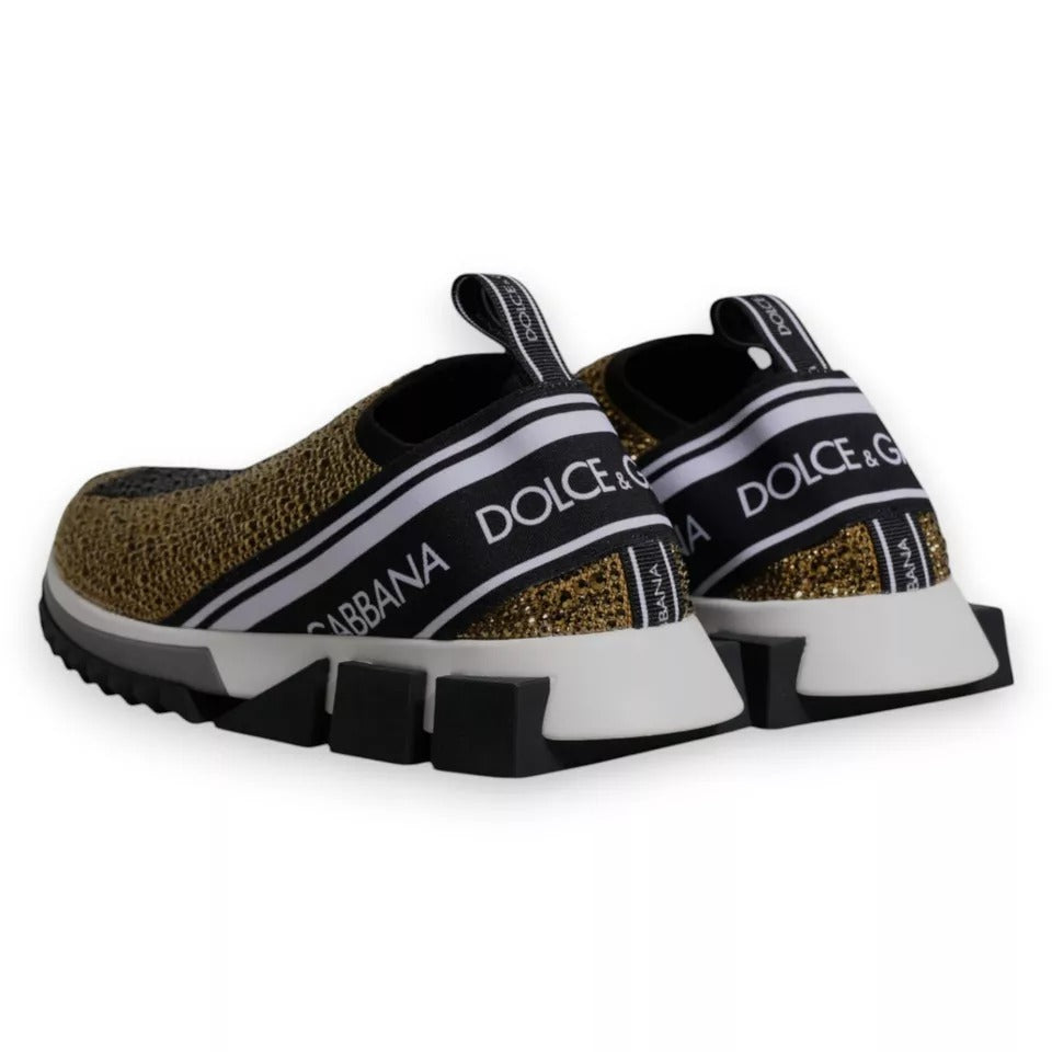 Dolce & Gabbana Gold Rhinestones Sorrento Sneakers Shoes Dolce & Gabbana Light Gray