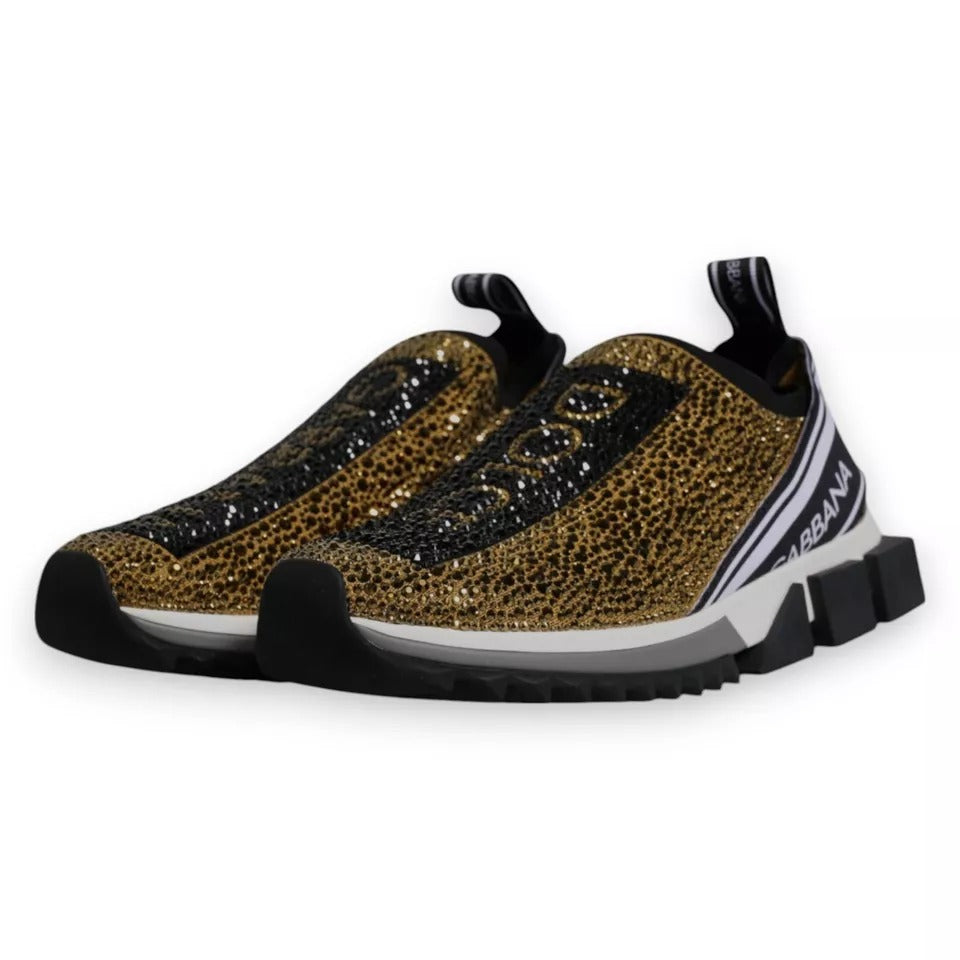 Dolce & Gabbana Gold Rhinestones Sorrento Sneakers Shoes Dolce & Gabbana Light Gray
