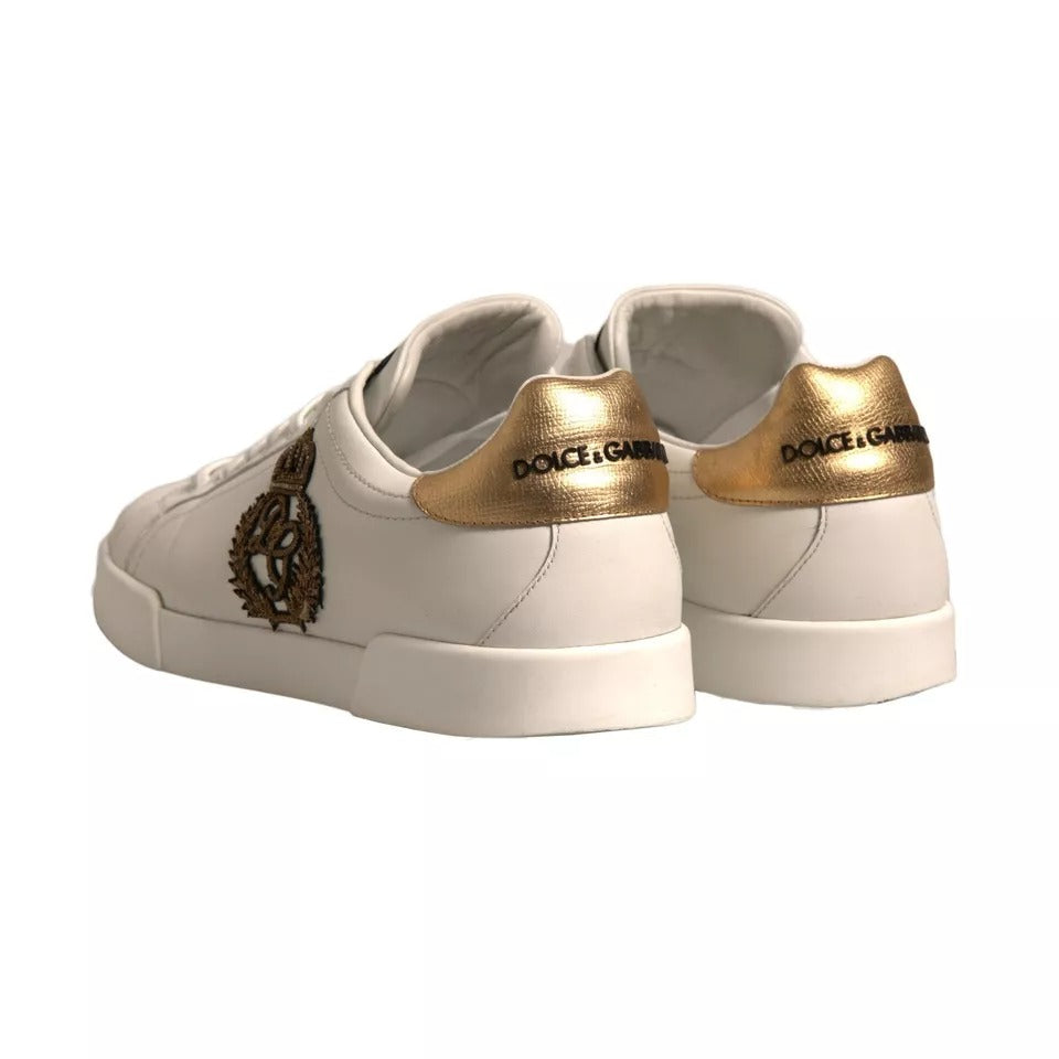 Dolce & Gabbana White Crown Patch Portofino Sneakers Shoes Dolce & Gabbana Rosy Brown