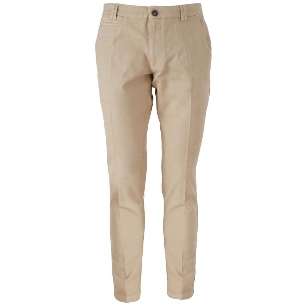 Yes Zee Beige Cotton Men Trousers Yes Zee Tan