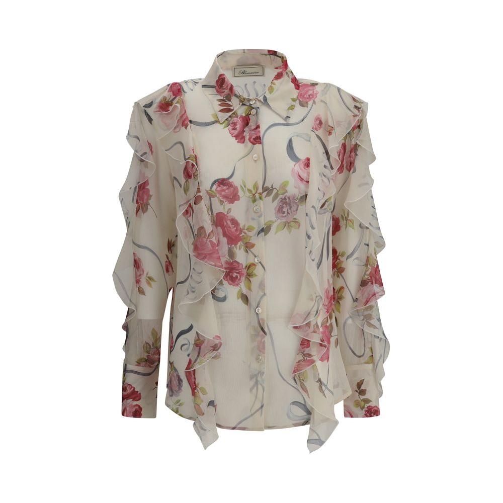 Blumarine Floral silk chiffon Shirt Blumarine Rosy Brown