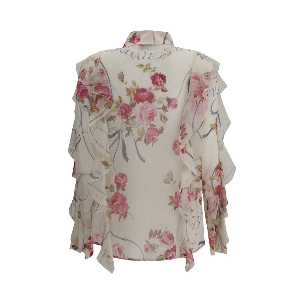 Blumarine Floral silk chiffon Shirt Blumarine Dark Gray