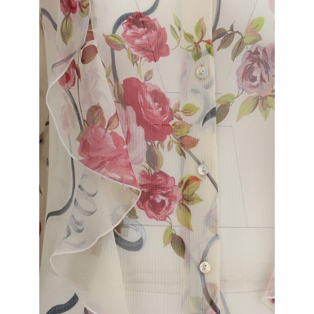 Blumarine Floral silk chiffon Shirt Blumarine Dark Gray