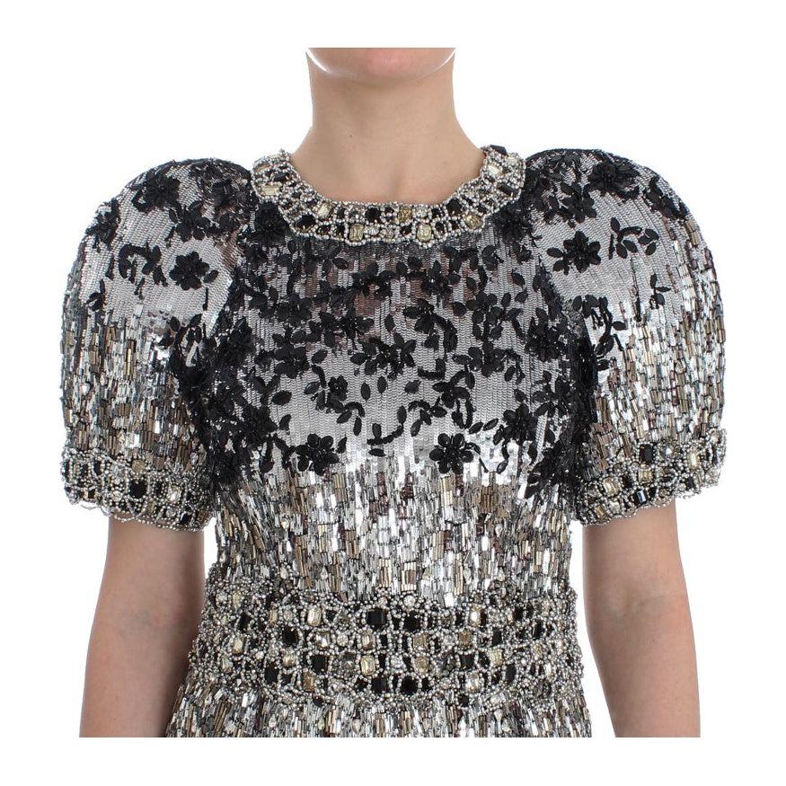 Dolce & Gabbana Silver Crystal Embellished Shift Dress Masterpiece Dolce & Gabbana Dark Gray