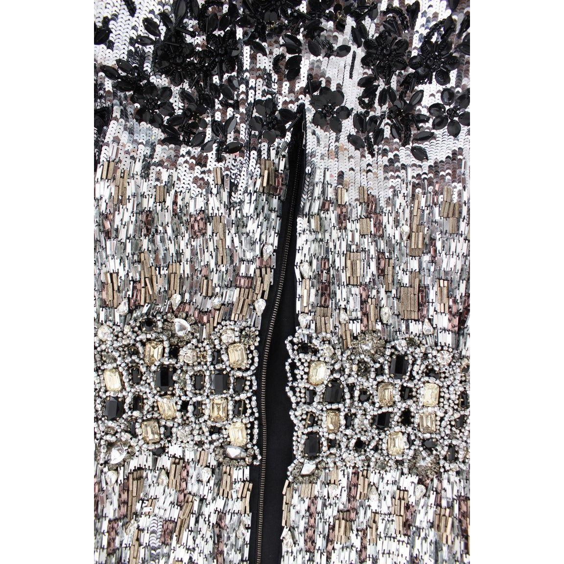 Dolce & Gabbana Silver Crystal Embellished Shift Dress Masterpiece Dolce & Gabbana Gray