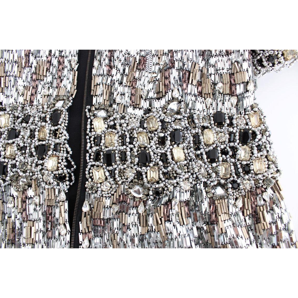 Dolce & Gabbana Silver Crystal Embellished Shift Dress Masterpiece Dolce & Gabbana Gray