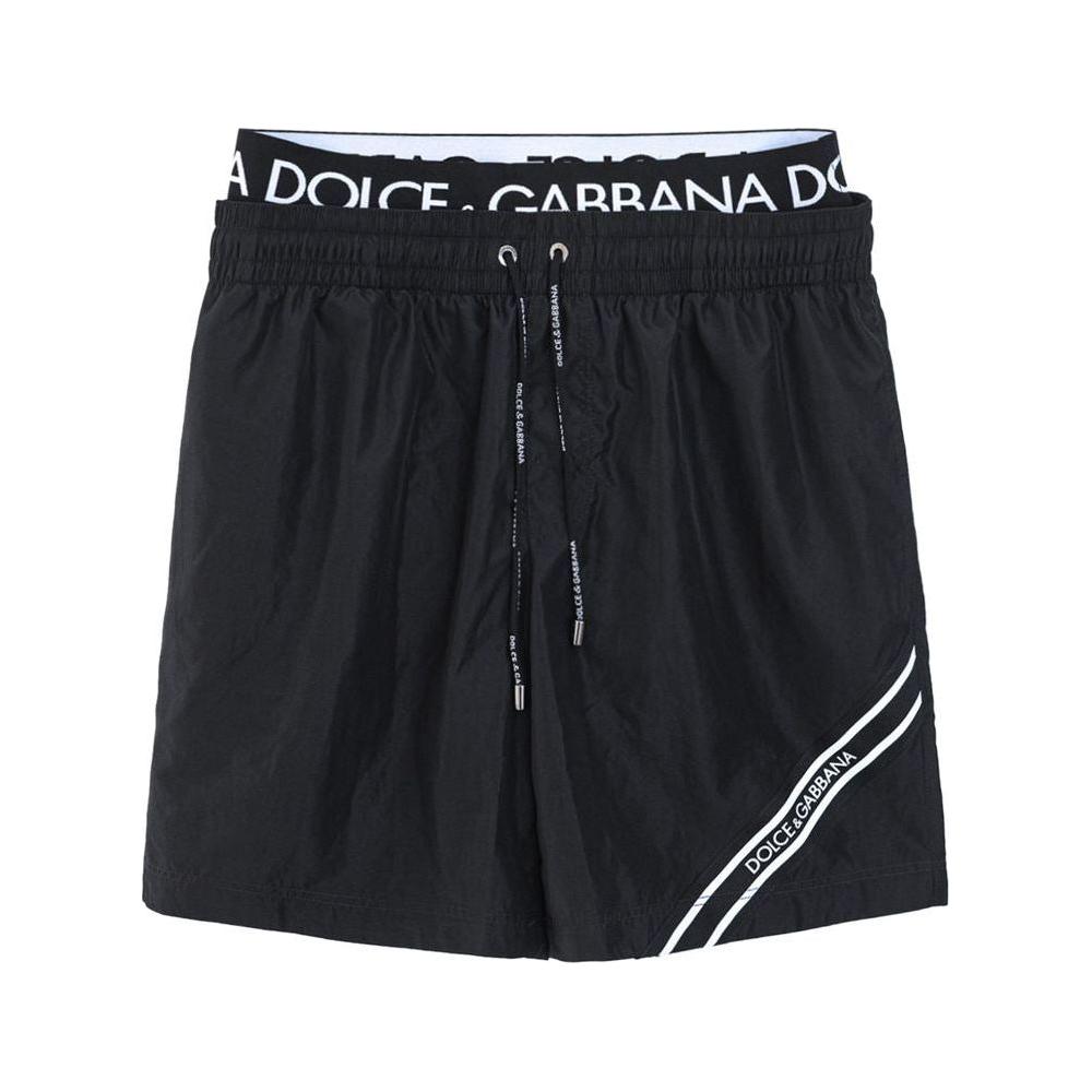 Dolce & Gabbana Black Polyester Swimwear Dolce & Gabbana Dark Slate Gray