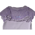 Blumarine Purple Short Sleeves Floral Lace Trim A-line Midi Dress DR281361-40