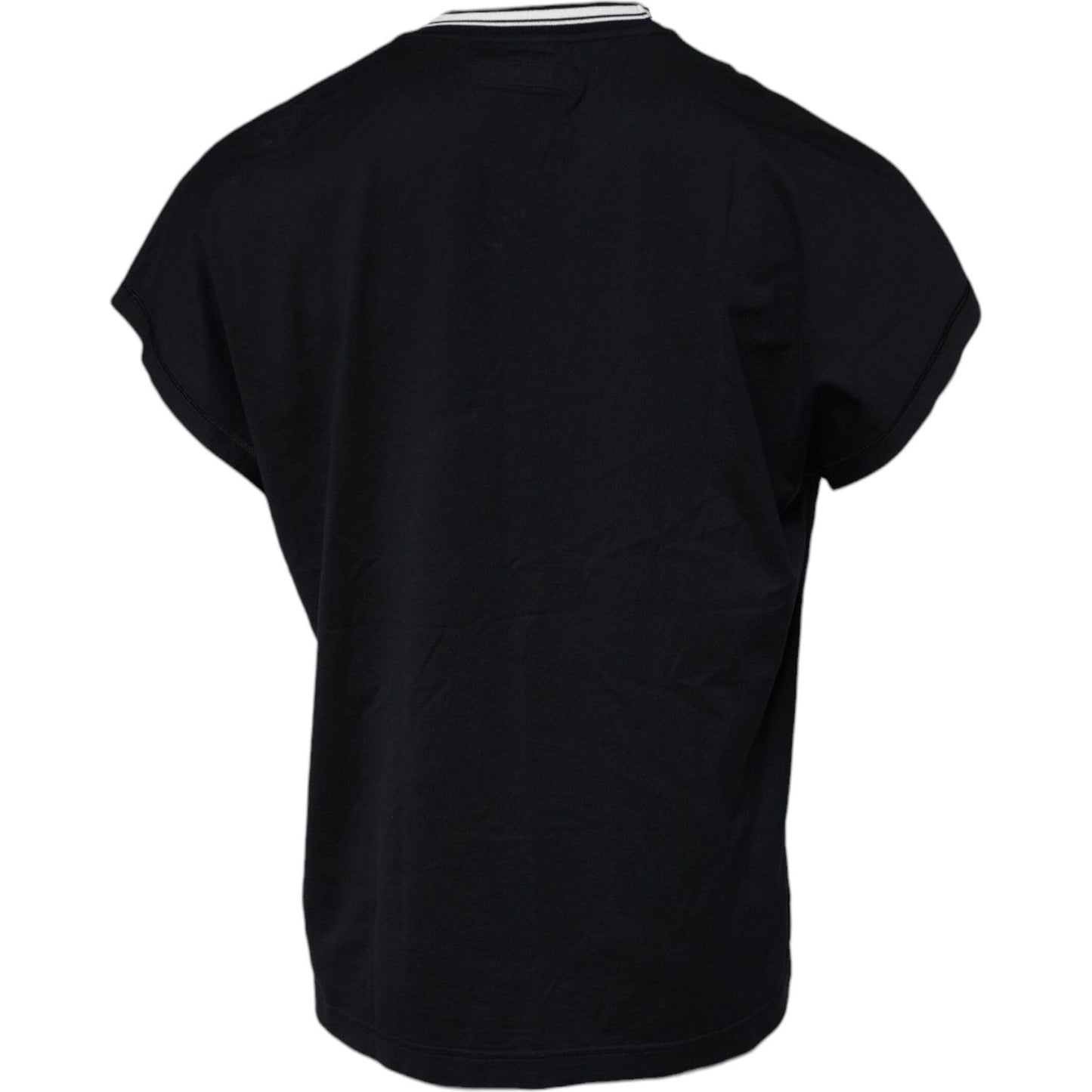 Dolce & Gabbana Dark Blue Logo Crown Cotton Crew Neck T-shirt