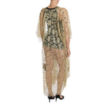 Dolce & Gabbana Golden Floral Lace Kaftan Sundress Dolce & Gabbana Rosy Brown