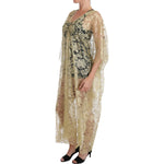 Dolce & Gabbana Golden Floral Lace Kaftan Sundress Dolce & Gabbana Rosy Brown