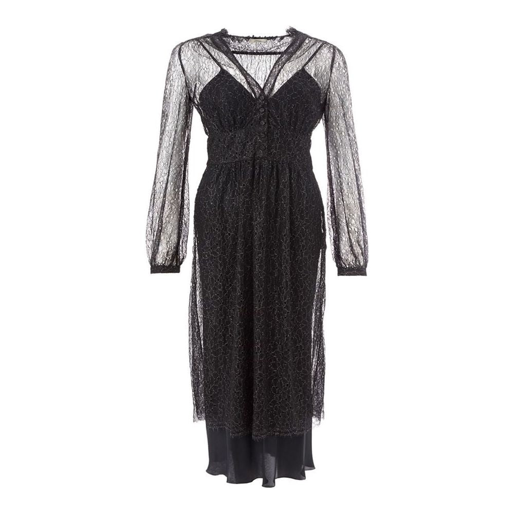 Lardini Elegant Black Nylon Dress Lardini Dark Slate Gray