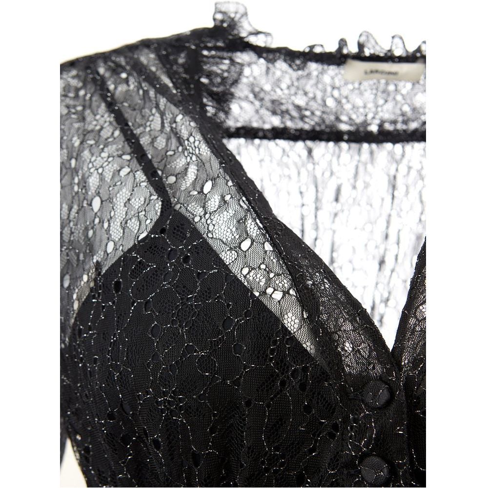 Lardini Elegant Black Nylon Dress Lardini Light Gray