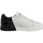 Dolce & Gabbana White Black Logo Portofino Men Sneaker Shoes