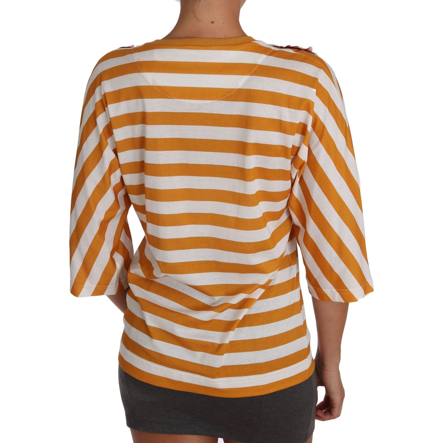 Dolce & Gabbana FIRENZE Sequined Blouse in Orange and White Dolce & Gabbana Sienna