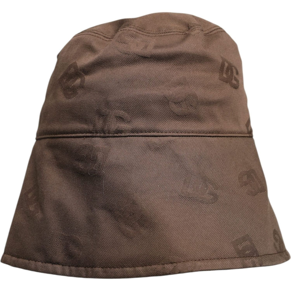 Dolce & Gabbana Brown Logo Monogram Cotton Bucket Cap