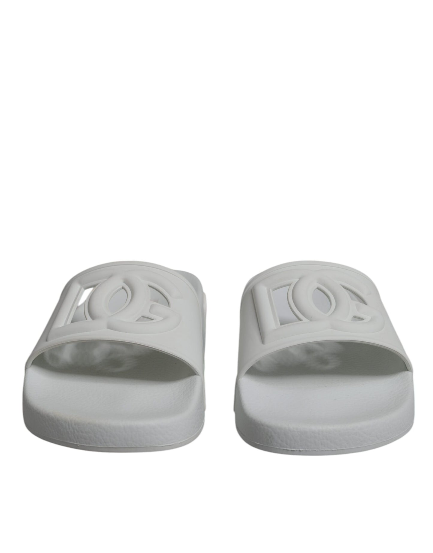 Dolce & Gabbana White Rubber Slides Sandals Beachwear Shoes Dolce & Gabbana Dark Gray