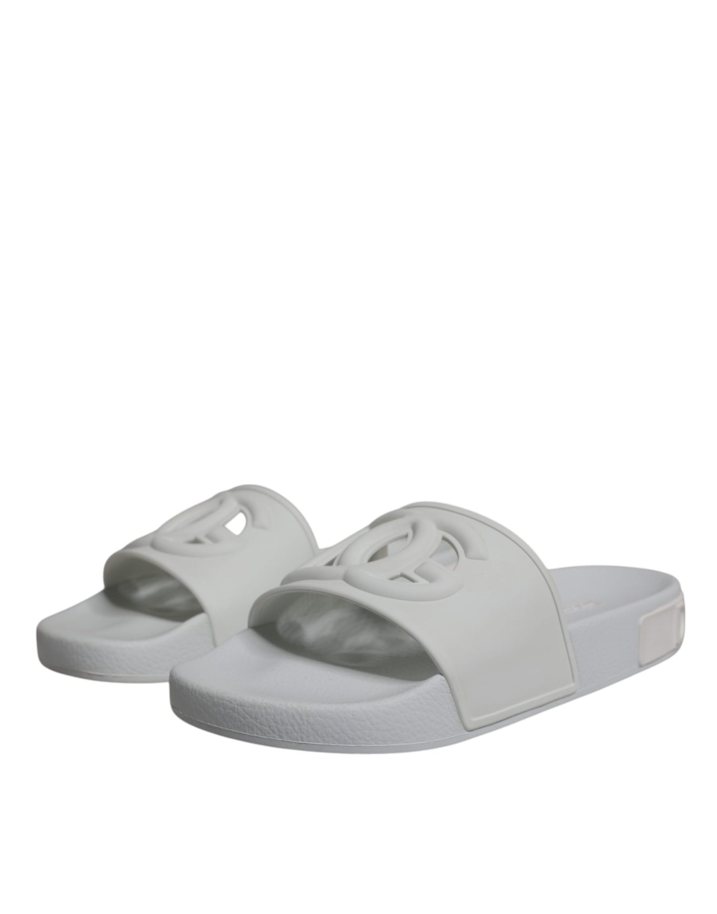 Dolce & Gabbana White Rubber Slides Sandals Beachwear Shoes Dolce & Gabbana Gray
