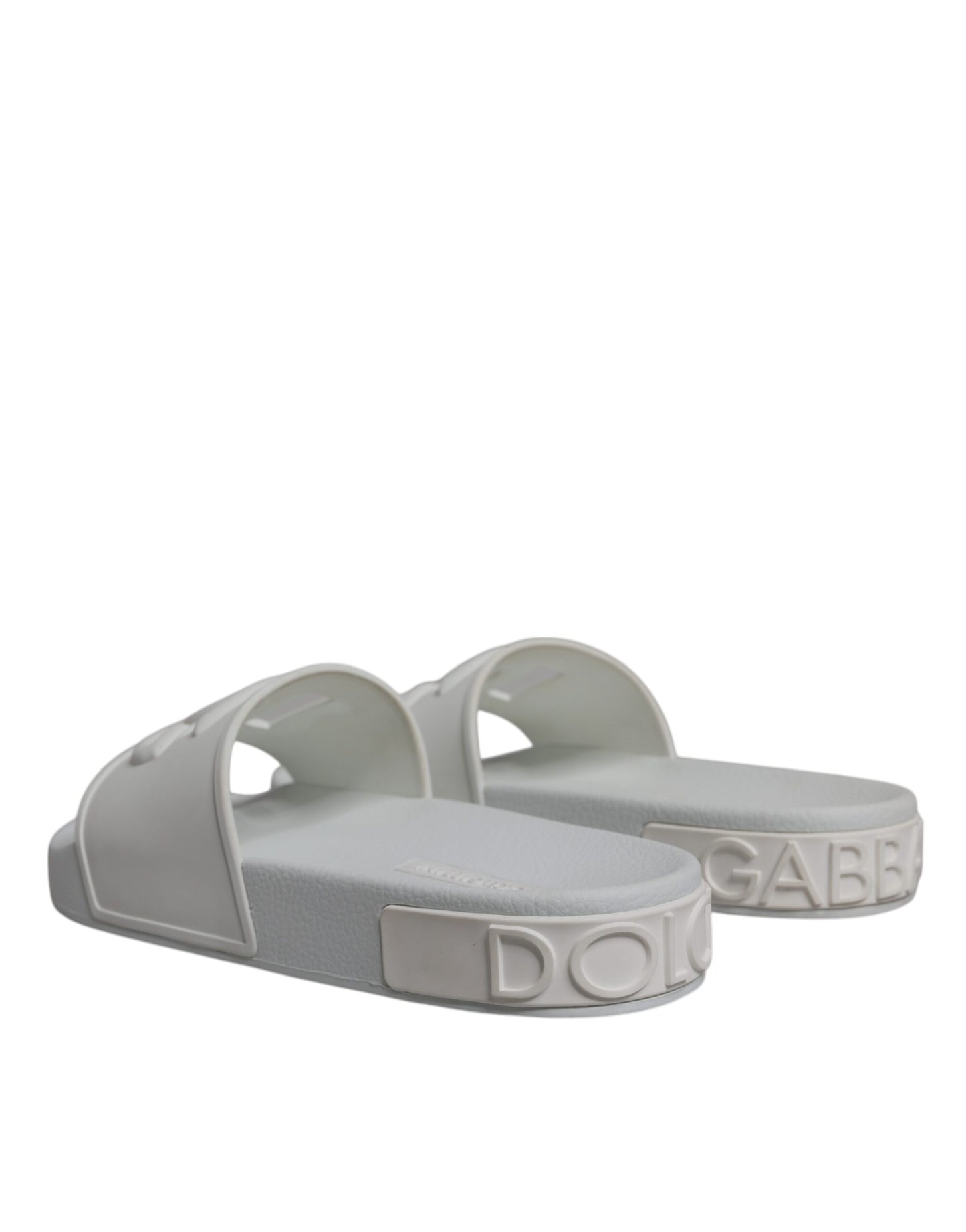 Dolce & Gabbana White Rubber Slides Sandals Beachwear Shoes Dolce & Gabbana Dark Gray