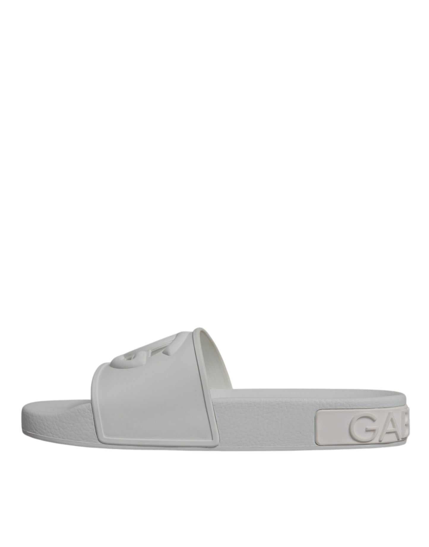 Dolce & Gabbana White Rubber Slides Sandals Beachwear Shoes Dolce & Gabbana Dark Gray