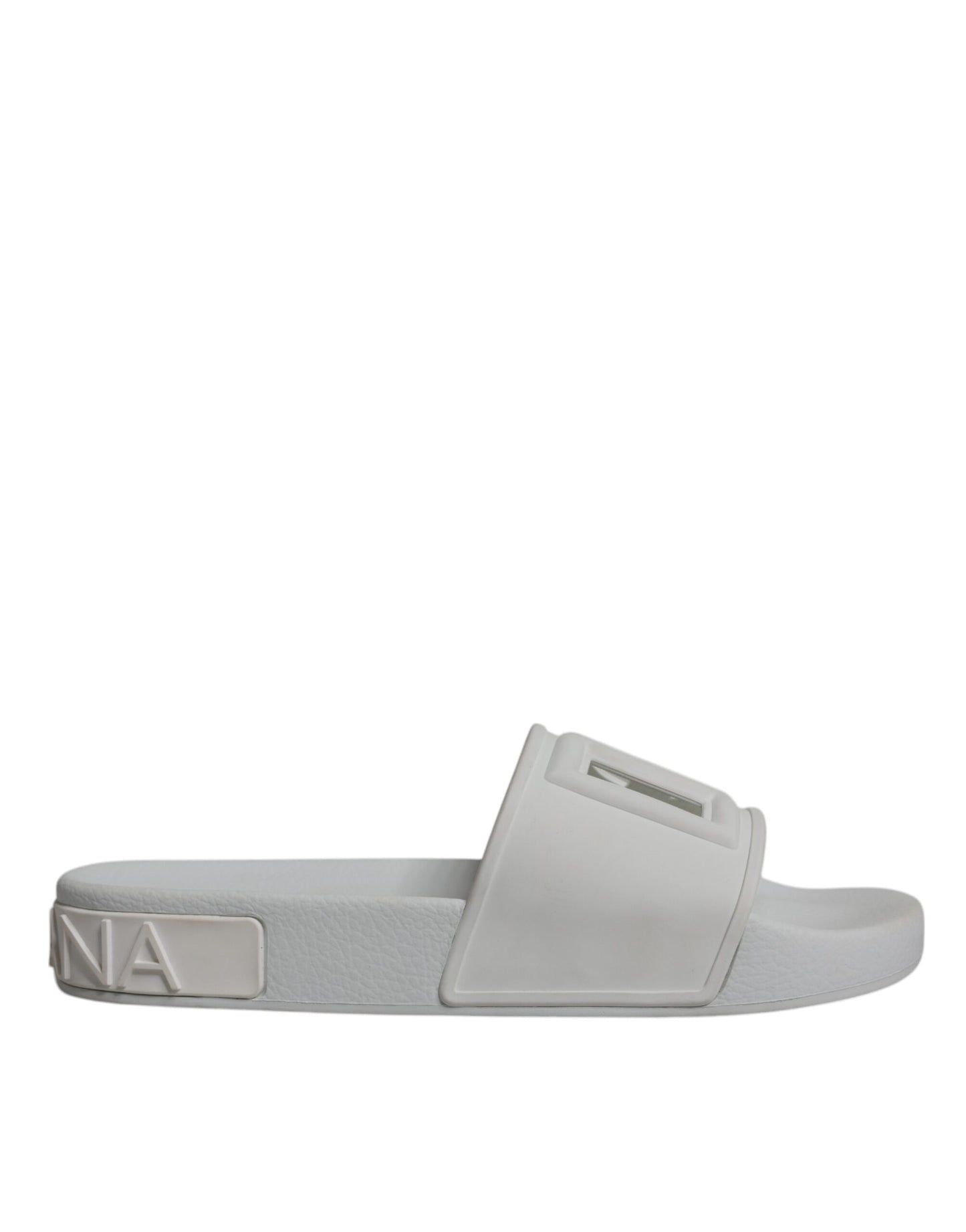 Dolce & Gabbana White Rubber Slides Sandals Beachwear Shoes Dolce & Gabbana Dark Gray