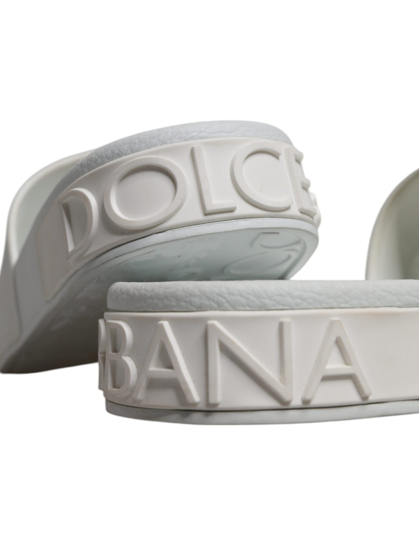 Dolce & Gabbana White Rubber Slides Sandals Beachwear Shoes Dolce & Gabbana Dark Gray